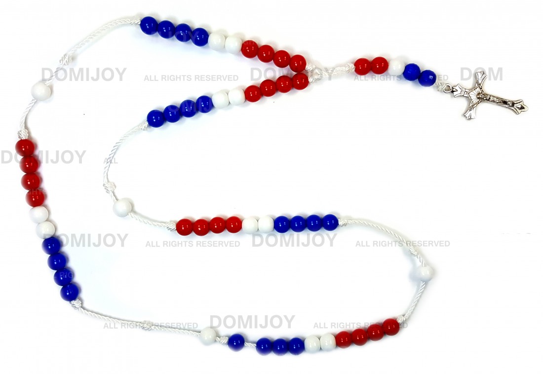 Dominican Red Blue White Crucifix Cross Rosary